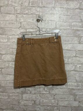 LOFT Tan Corduroy Button-Detail Mini Skirt
